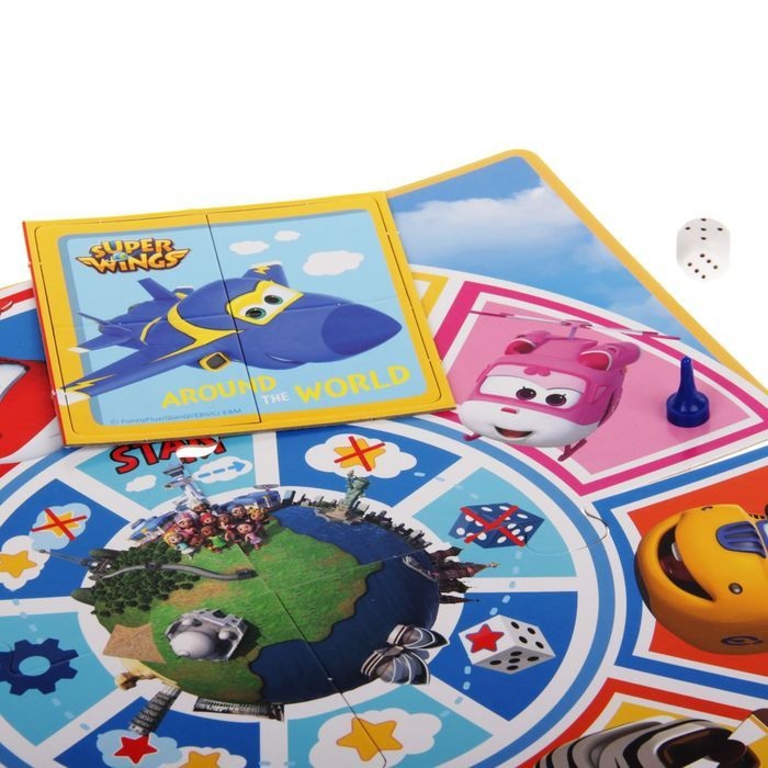 Игра настольная из серии SuperWings Вокруг света – Карусель Лото и пазл  